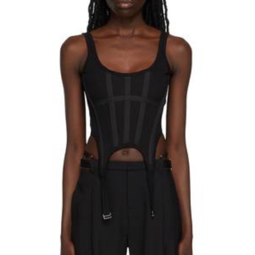 Dion Lee Rib Combat Corset Tank Top Black Bustier